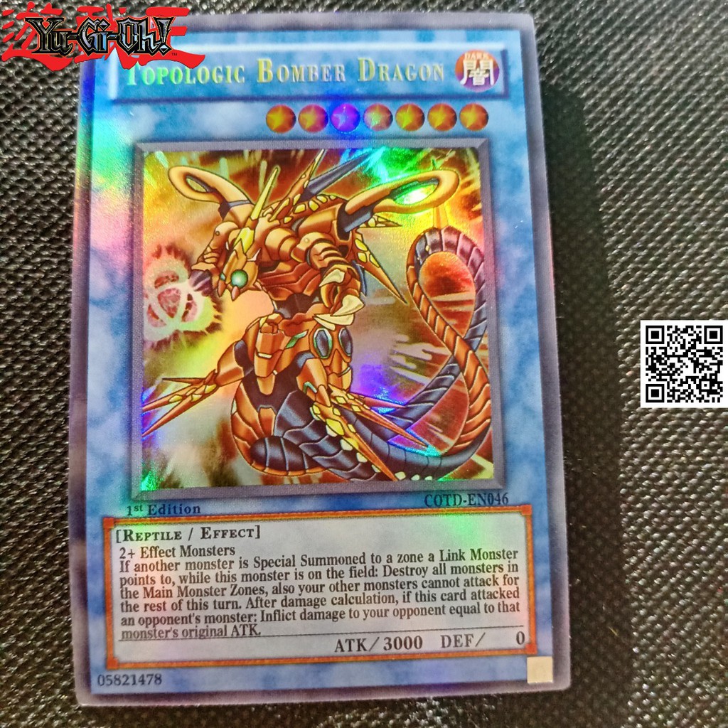 Bài Yugioh Topologic Bomber Dragon Rồng máy bôm siêu cường Card và tem bạc phản quang TẶNG Sleeves bọc bài 1458 D2 9
