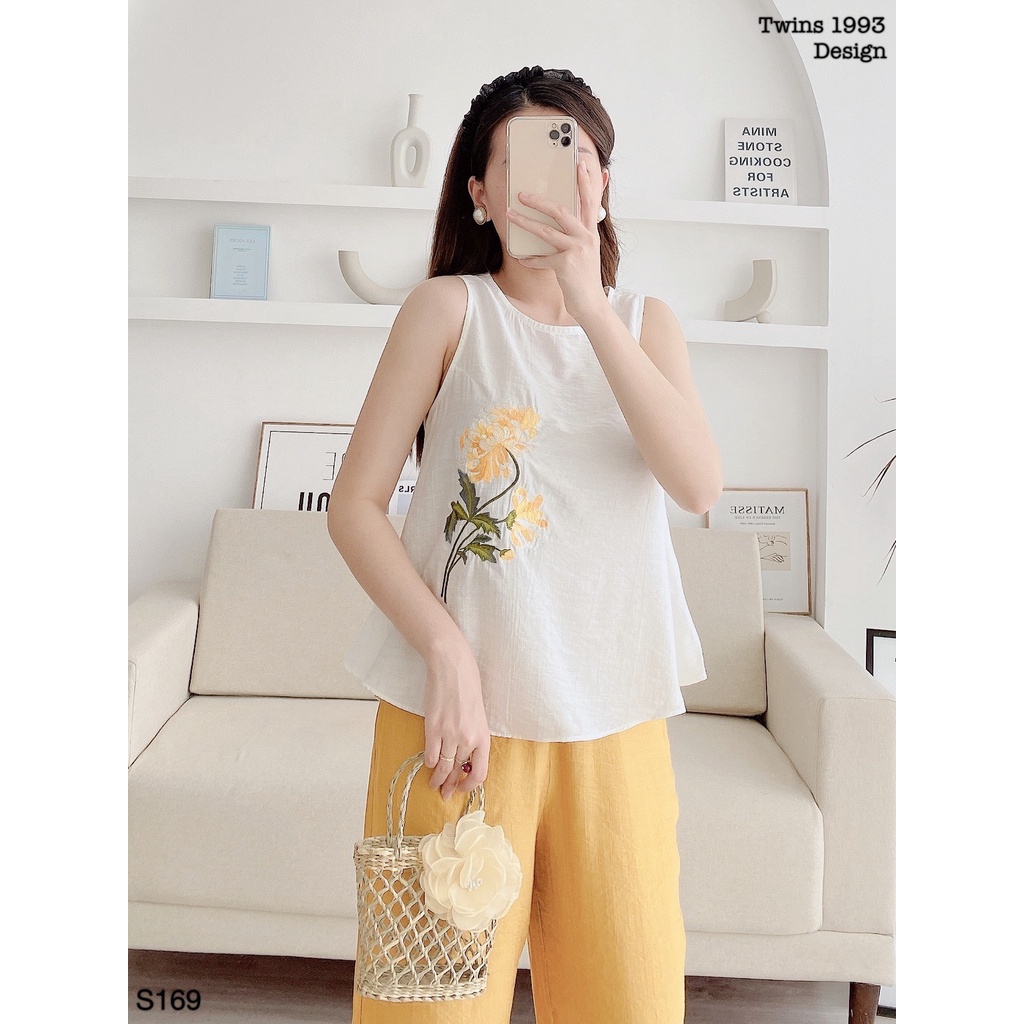 Bộ đũi nữ, bộ đồ nữ TWINS STORE thêu hoa, chất đũi lien siêu mát - S169
