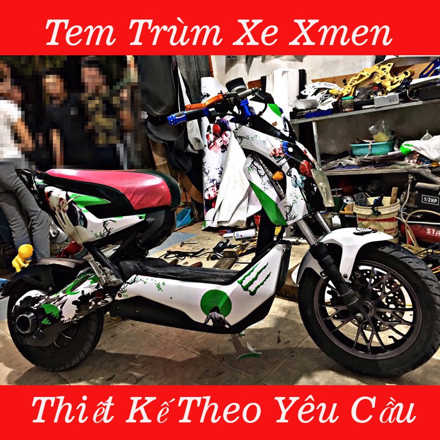 Tem Trùm Xe  Xmen Samurai Trắng Xanh