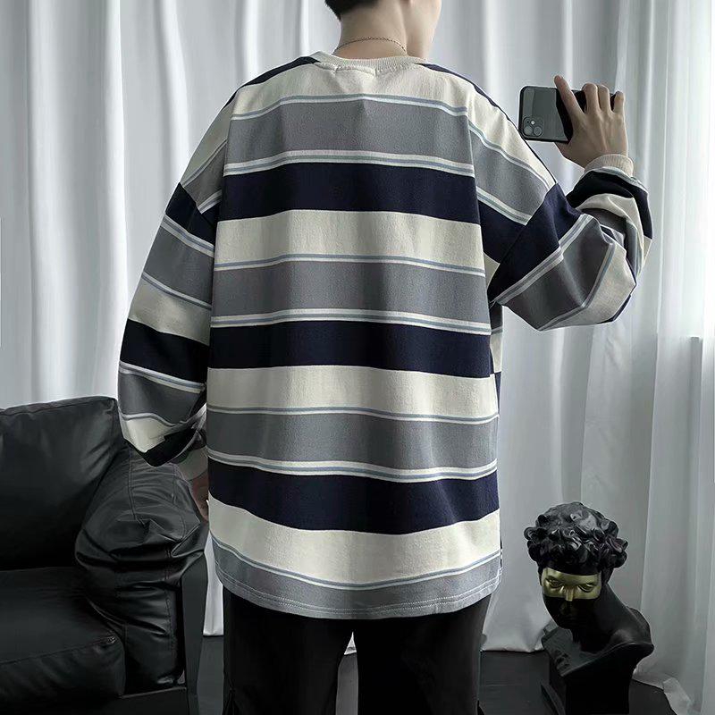 Áo Sweater tay dài dáng rộng kẻ sọc cá tinh theo phong cách Hàn Quốc | BigBuy360 - bigbuy360.vn