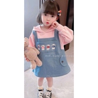 Đầm thun phối vải cho bé 12_22kg