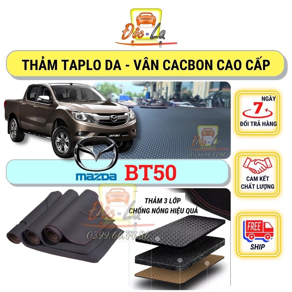 Thảm taplo Mazda BT50 2013 - 2022 vân Cacbon 3 lớp cao cấp, chống nóng, bảo vệ ô tô hiệu quả