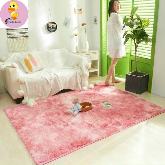 Thảm lông loang trải sàn trang trí lông dầy cao cấp 2021( kich thước 1.6m x 2m)  mặt sau cao su chống trượt