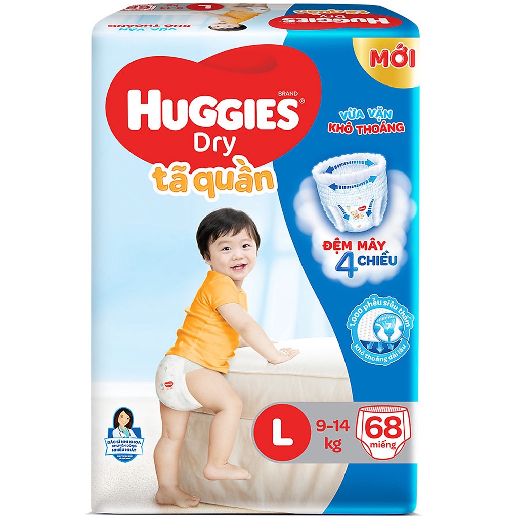 Bỉm - Tã quần Huggies size L 68 miếng (cho bé 9 - 14 kg)