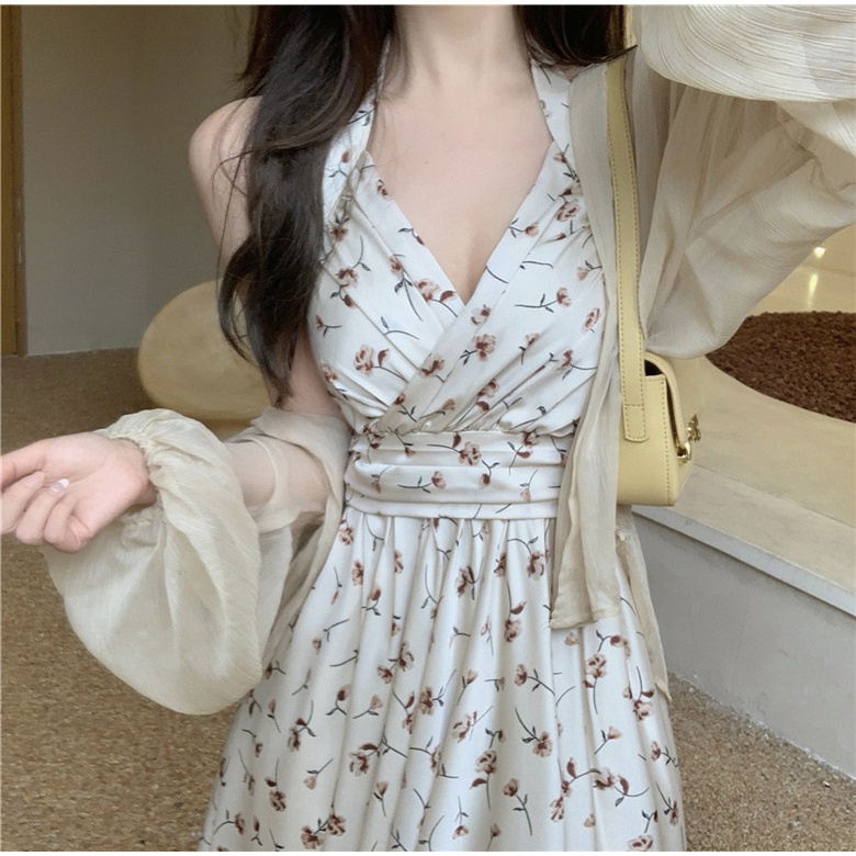 Đầm voan ZHELIHANGFEI dài qua gối không tay nóng bỏng cho nữ