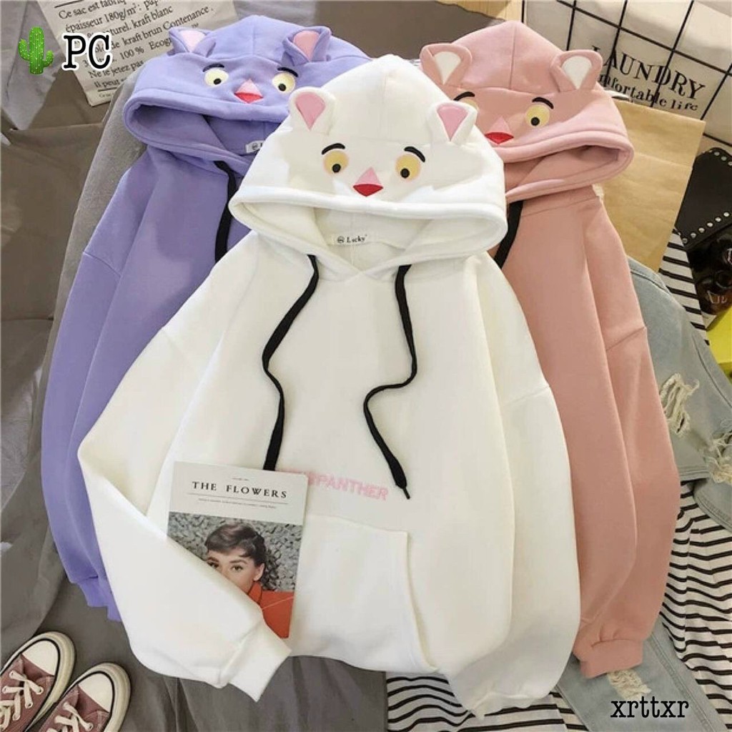 ÁO KHOÁC HOODIE NỮ CÓ NÓN THÊU HÌNH DỄ THƯƠNG