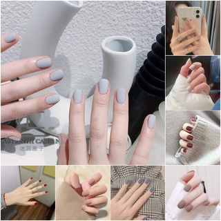 Bộ 24 móng tay giả màu trơn phong cách hàn quốc mới