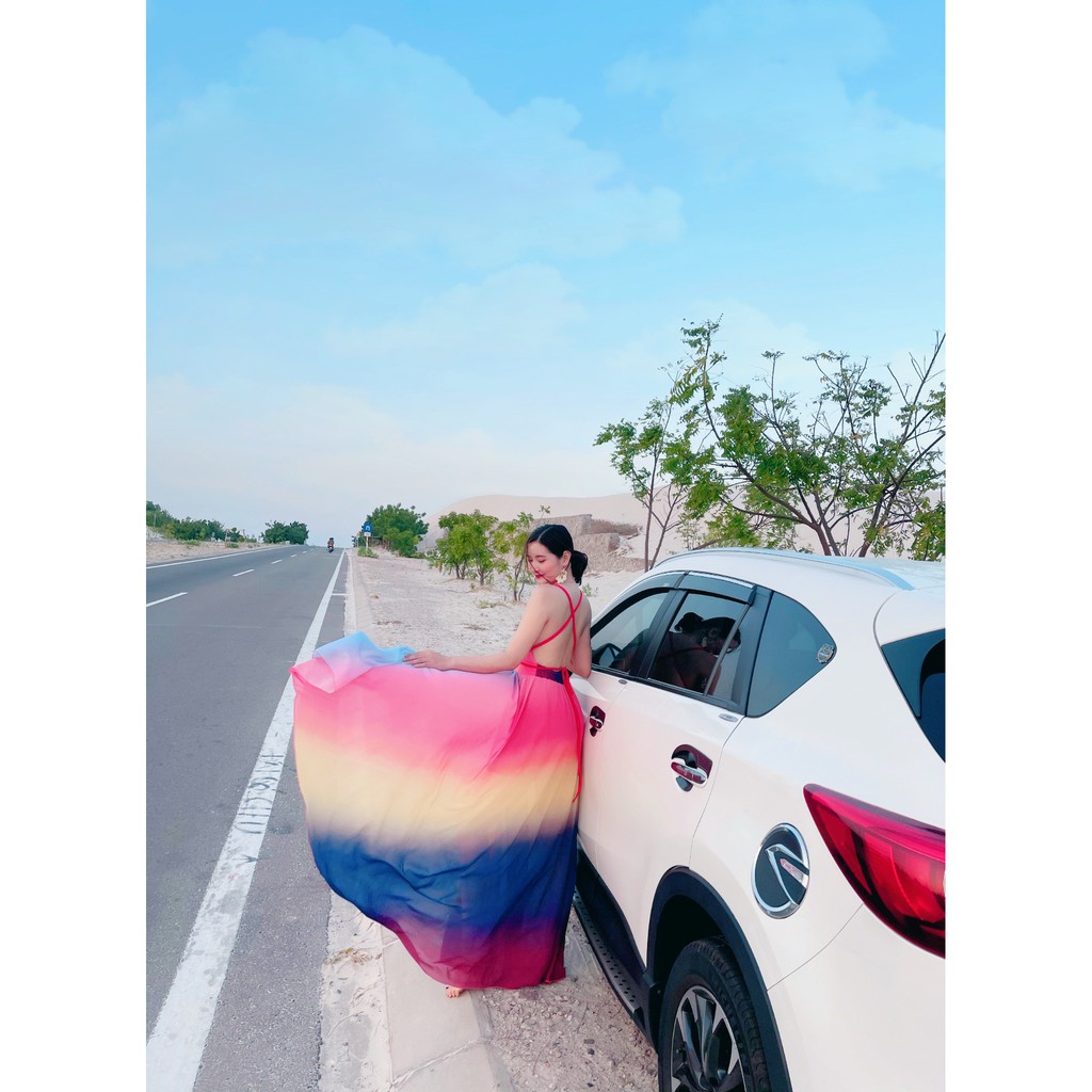 Maxi phối màu hở lưng quyến rũ  - 247sg036 | BigBuy360 - bigbuy360.vn