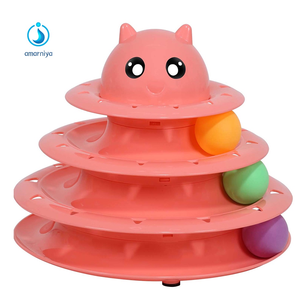 Đồ Chơi Tháp Bóng Lăn 3 Cấp Độ Nhiều Màu Sắc Chống Trượt Cho Mèo