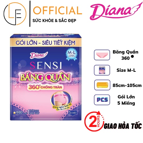 Băng Vệ Sinh Ban Đêm Dạng Quần Diana Size M-L/5 Miếng Gói Lớn Tiết Kiệm