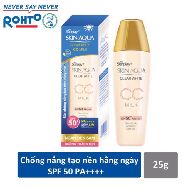 Kem chống nắng tạo nền hàng ngày Sunplay Skin Aqua Clear White CC milk 25g