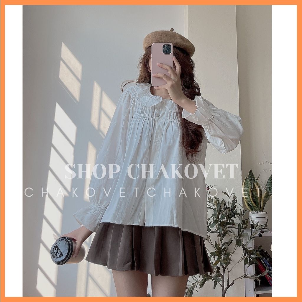 Áo babydoll nữ cổ bèo tay bo chun CKA893, kiểu áo nữ dài tay nhún ngực cổ tròn dáng tiểu thư mặc đẹp sang chảnh cá tính