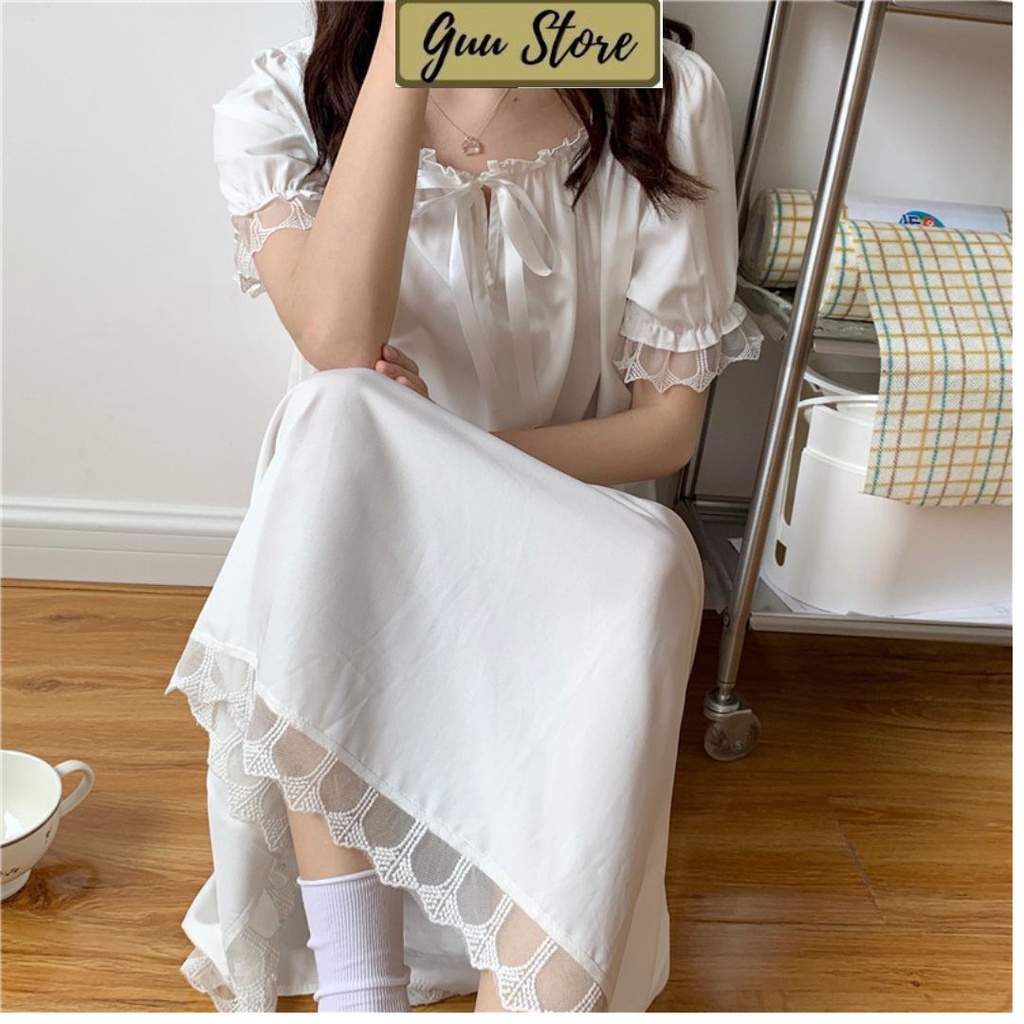 Váy Ngủ - Đầm Ngủ Cotton Mềm Mại Tiểu Thư Form Rộng Guu DN29