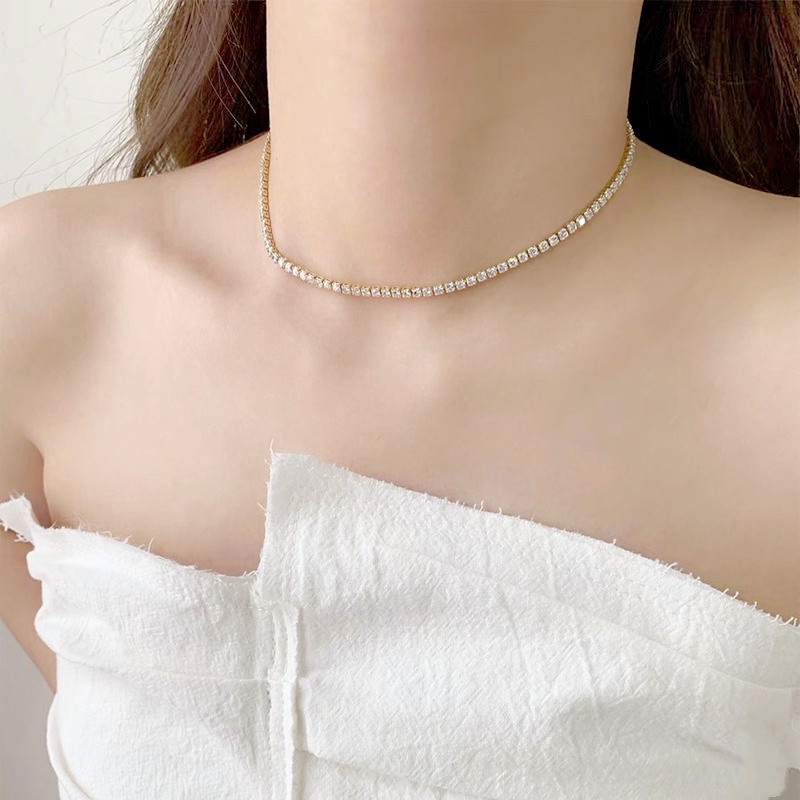 Vòng cổ Đính Đá Thiết Kế Đơn Giản Thời Trang