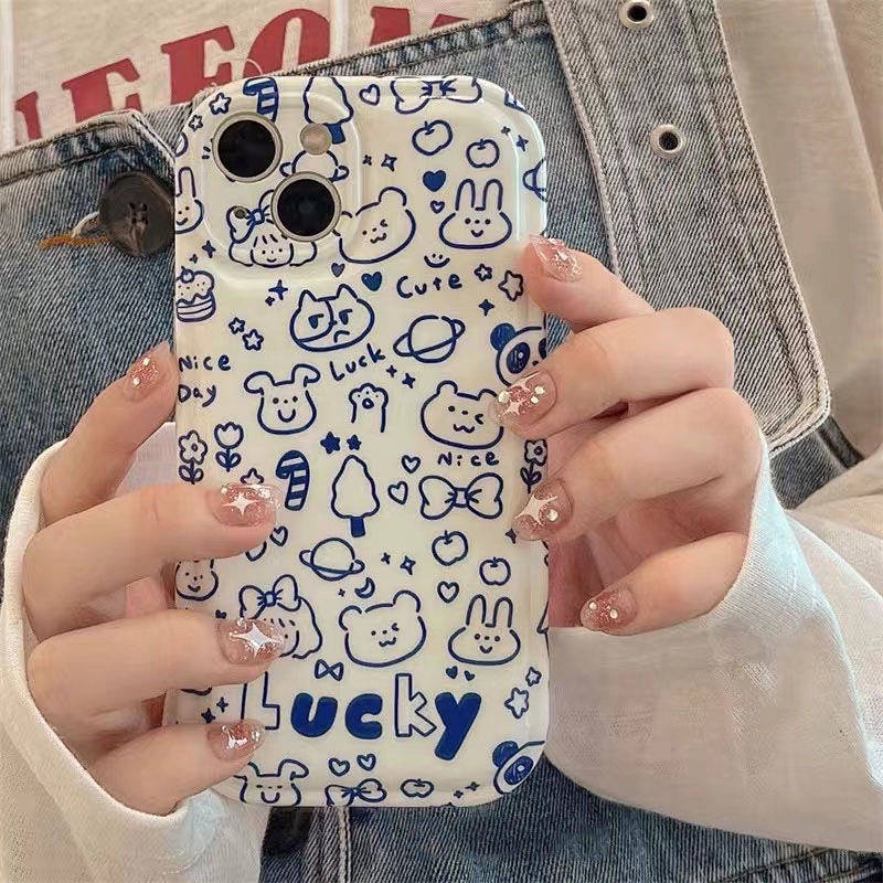 Fun and Cute Cartoon Graffiti for Iphone13pro Max Phone Case Apple 12/11 Female XS/XR Soft X oQk2