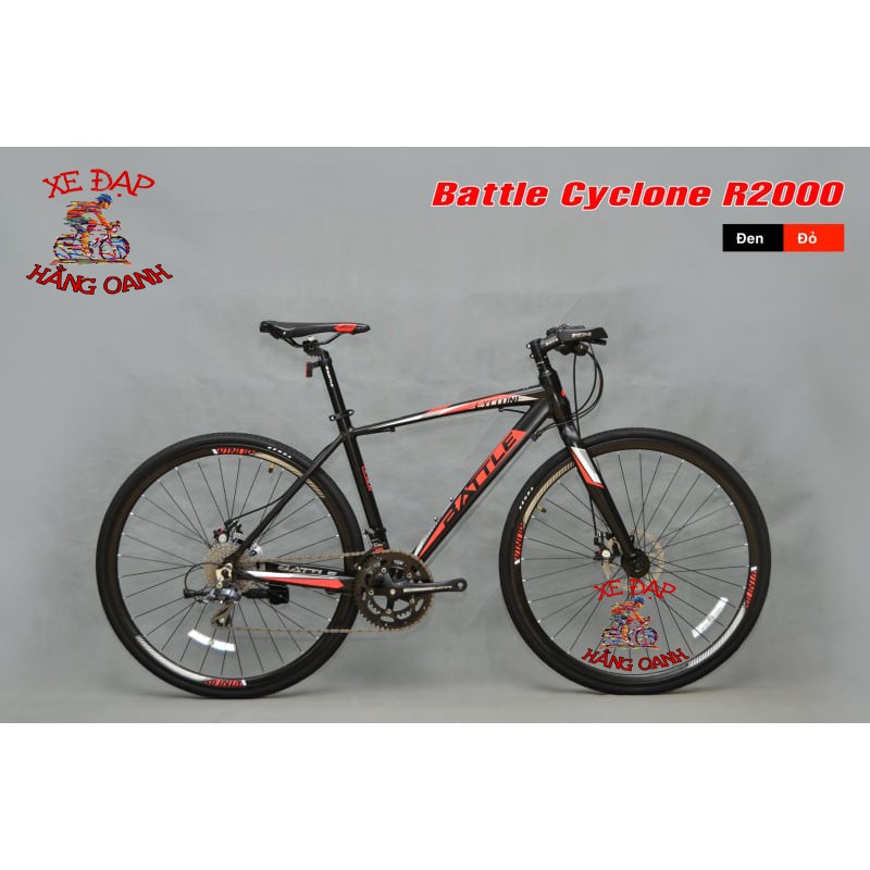 Xe đạp Touring BATTLE Cyclone R2000: Khung Nhôm, Tay đề/Gạt líp SHIMANO Claris R2000 2x8 (16 tốc độ), Lốp KENDA 700x28C