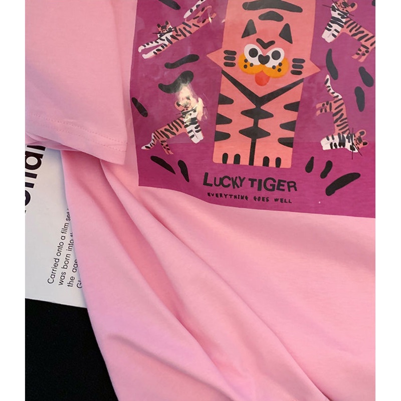 Áo Thun Tay Ngắn In Họa Tiết Phong Cách Hàn Quốc Thời Trang Xuân Hè Cho Nữ