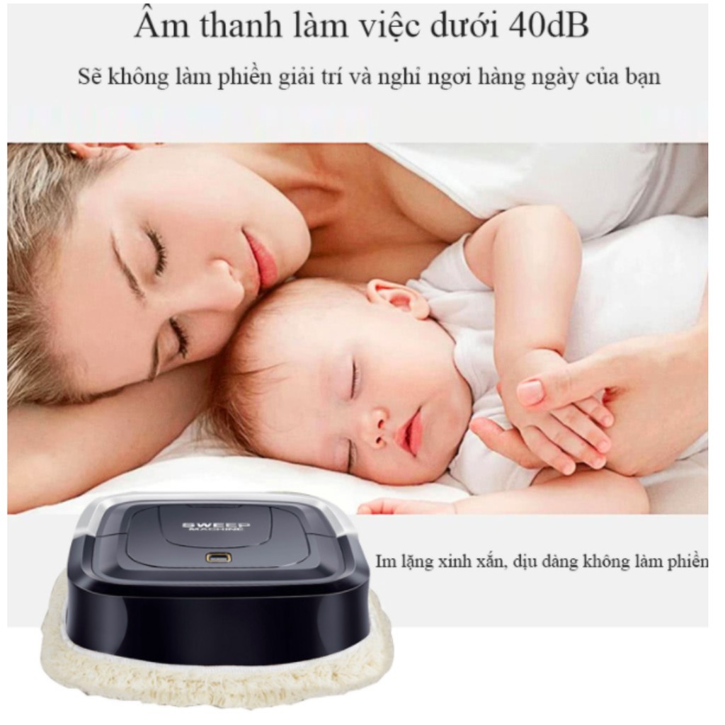 Robot quét dọn nhà cửa thông minh mini (quét dọn+ hút bụi+ lau sàn)