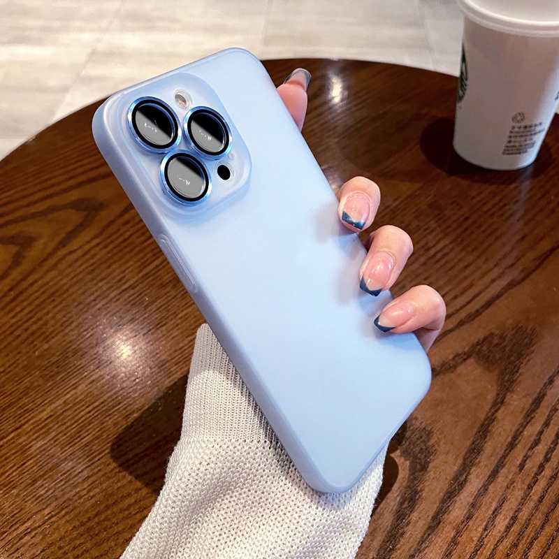 Ốp Điện Thoại Mềm Nhám Siêu Mỏng Chống Sốc Có Miếng Bảo Vệ Ống Kính Cho iPhone 11 12 13 Pro Max