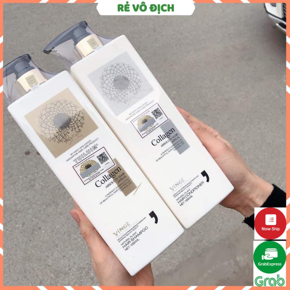 CẶP 2 CHAI Dầu gội VÀ XẢ collagen vinge 1000ml