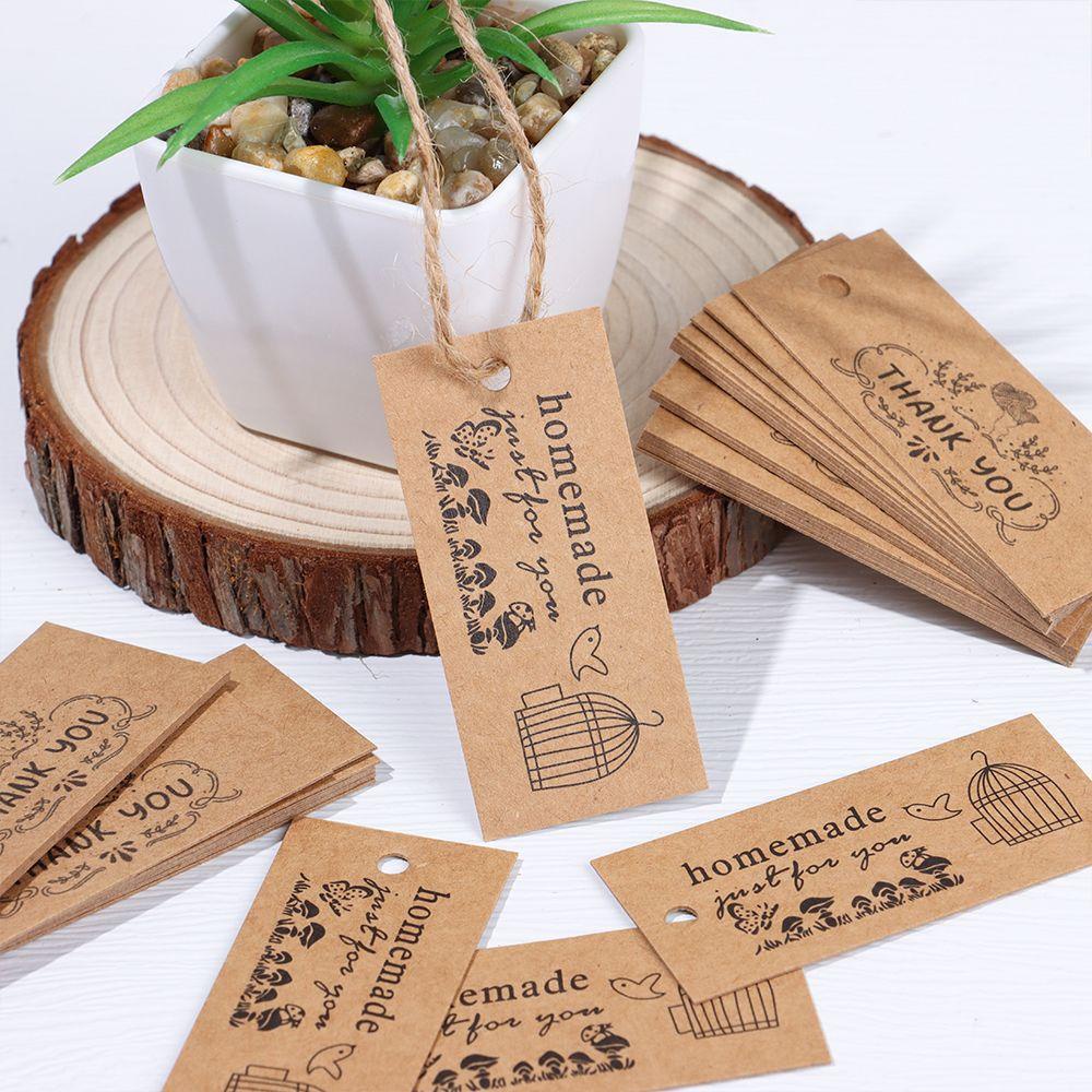 Set 50 Thẻ Giấy 5.8*2.7cm In Chữ Thank You Dùng Để Trang Trí Quà Tặng