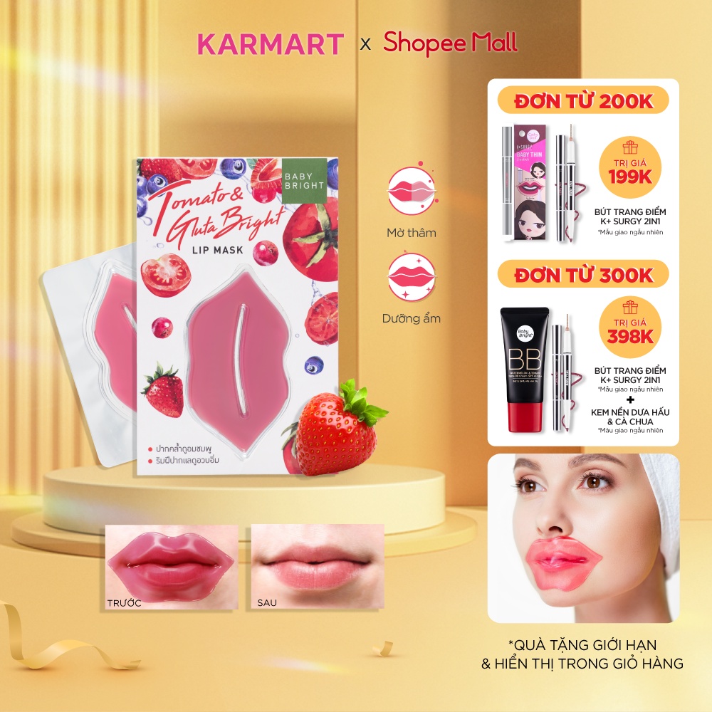 Mặt Nạ Môi Cà Chua Baby Bright Tomato & Gluta Bright Lip Mask 10g