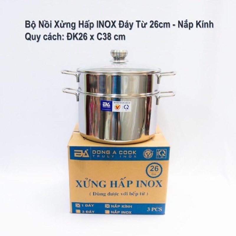 NỒI XỬNG HẤP INOX ĐÔNG Á CHẤT LƯỢNG CAO - HÀNG CHÍNH HÃNG (20cm-24cm-26cm-28cm)