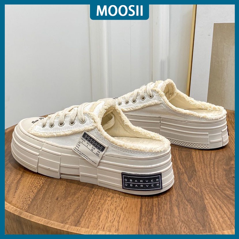Giày Lười Vải Canvas Đế Dày Thoáng Khí 2 Màu Tùy Chọn Dễ Phối Đồ Thời Trang Cho Nữ Size 35-40 MS0816