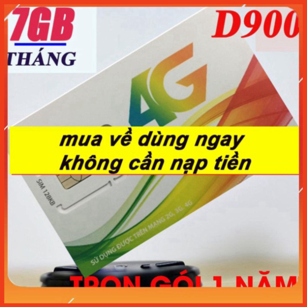 GIẢM GIÁ LỚN SIM 4G VIETTEL D900 TRỌN GÓI 1 NĂM 84GB-7GB/THÁNG KHÔNG TỐN PHÍ DUY TRÌ GIẢM GIÁ LỚN