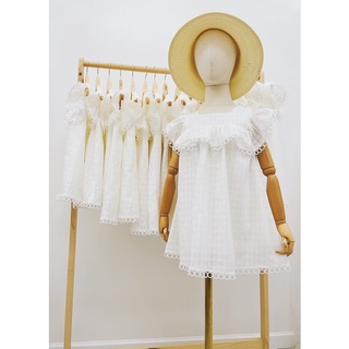 Váy xoè cho bé gái, váy babydoll cổ vuông bèo cho bé gái size 9-20kg