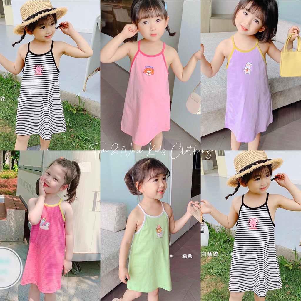 (LÔ MỚI) (SIZE 8-28KG) Váy 2 dây bé gái cotton 4c siêu đáng yêu