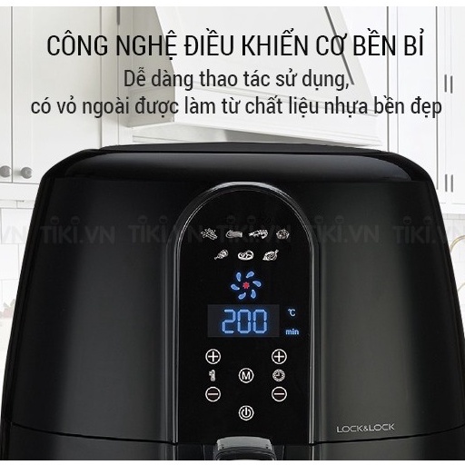 [Mã ELHADEV giảm 4% đơn 300K] Nồi chiên không dầu điện tử Lock&amp;Lock cảm ứng dung tích 5.2 lít EJF351 - HAPOS