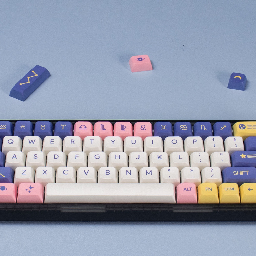 Chiêm tinh học / Chòm sao màu tím Keycaps / PBT / Thuốc nhuộm- Thăng hoa / 138 Phím / Cấu hình XDA / Bàn phím cơ Keycaps