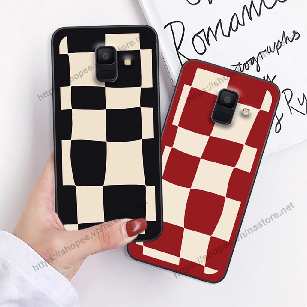 Ốp lưng Samsung A6 2018 / A6 Plus / A6+ mặt cười, họa tiết caro đơn giản đẹp cute
