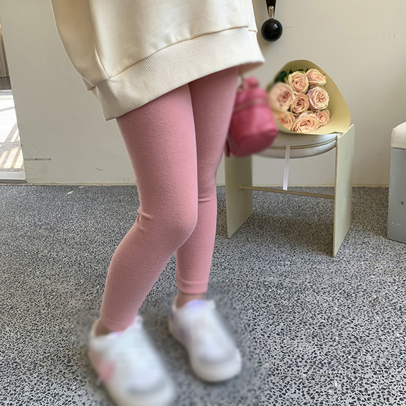 Quần Legging Cotton Len Lưng Thun Cao Dáng Ôm Xinh Xắn Cho Bé Gái