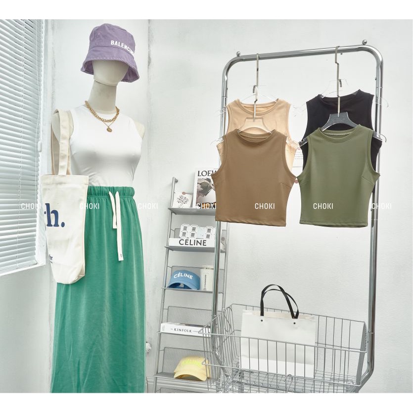 Áo Croptop Nữ Choki Sát Nách Ba Lỗ Thun Không Tay Kiểu Ôm Body Tank Top Vải Cotton Co Giãn Nhẹ Ms00911