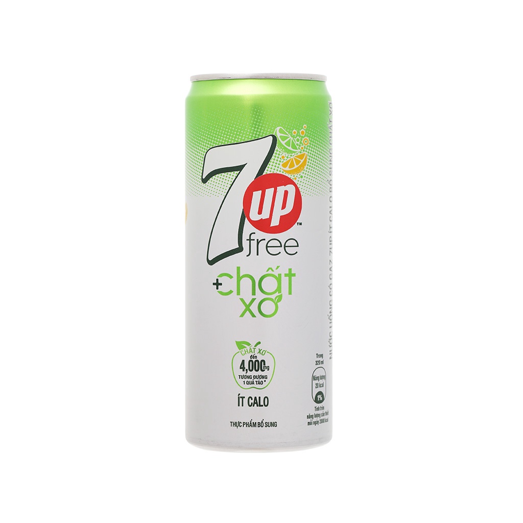 Nước ngọt 7 Up ít calo bổ sung chất xơ lon 320ml