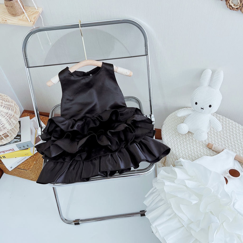 Đầm váy dự tiệc gấm tacta bồng bềnh cho bé gái 9-20kg