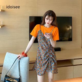 Đầm yếm 2 lớp phối họa tiết hoa nữ tính