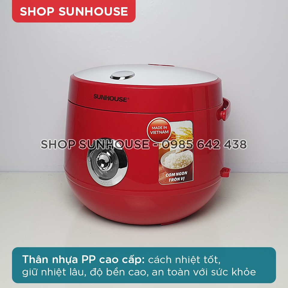 Nồi cơm điện 1.8L SUNHOUSE SHD8606R bản cao cấp của HTD8522G bảo hành 12 tháng | BigBuy360 - bigbuy360.vn