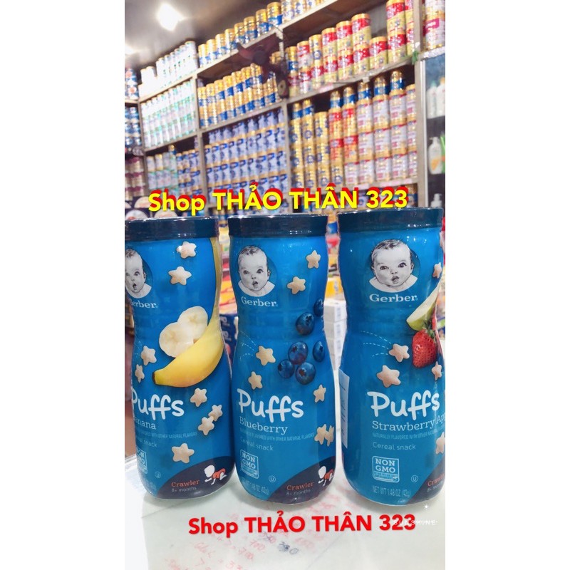 ❤️Date T5/2022- Bánh Ăn Dặm Gerber Puffs Hình Ngôi Sao 42g (Vị Chuối, Táo Dâu, Việt Quất)