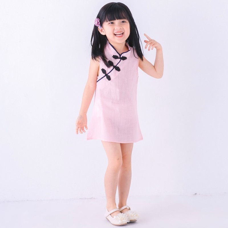Đầm sườn xám cộc tay xinh xắn cho bé gái