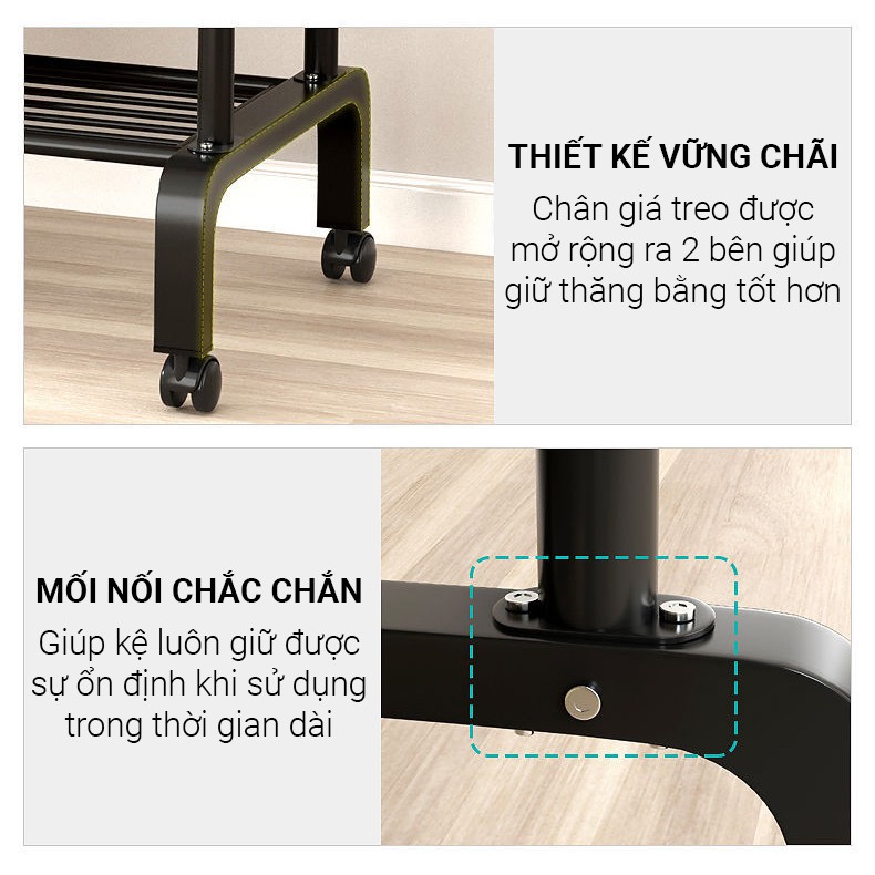 [ 𝐅𝐫𝐞𝐞𝐬𝐡𝐢𝐩 ] Giá Treo Quần Áo Hàn Quốc 2 Thanh, Kệ Giày Dép [CHUẨN LOẠI 1] Giá phơi đồ tiện ích