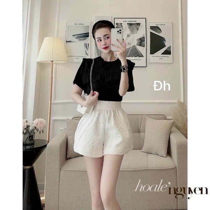 Quần sooc tacta hoa nổi sẵn ba màu | BigBuy360 - bigbuy360.vn