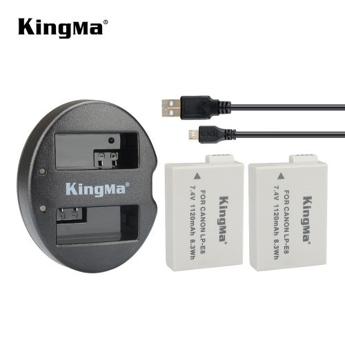 Bộ 1 pin 1 sạc Kingma cho Canon LP-E8 + Hộp đựng Pin, Thẻ nhớ