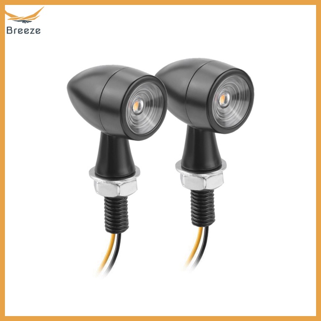 breeze 1 Pair Aluminum + Pc Lens Motorcycle  Led  Mini  Turn  Signal Waterproof Anti-scratch Retro Style Metal Signal