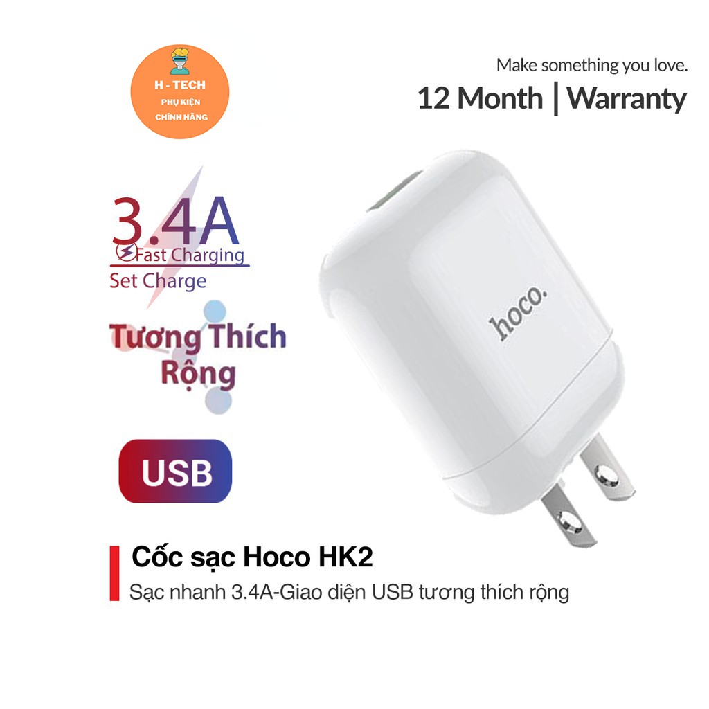 [ HÀNG CHÍNH HÃNG ] Cốc sạc Hoco sạc nhanh HK2 3.4A dành cho iPhone,iPad,Note 10,11 Pro max