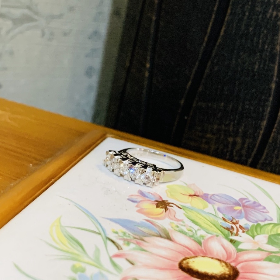 N38. Nhẫn viền đ.á sang trọng thanh lịch| Độc lạ | Vintage Necklace|| Si Nhật | Japan | 2HAND | trang sức nhật bản