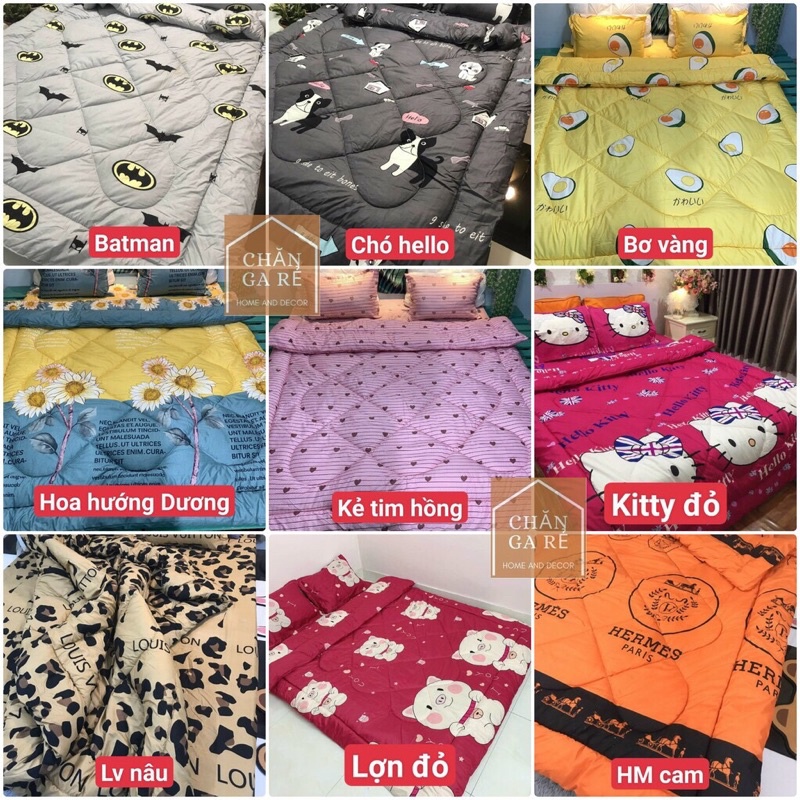 Chăn phao cotton poly dày dặn hàng loại 1(1m8x2m) chưa kèm ga gối