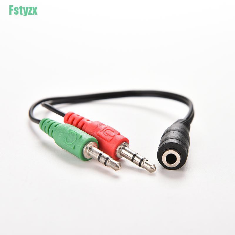 fstyzx 3.5mm Female to 2 Dual Male Jack Plug Audio Stereo Headset Mic Splitter Cables